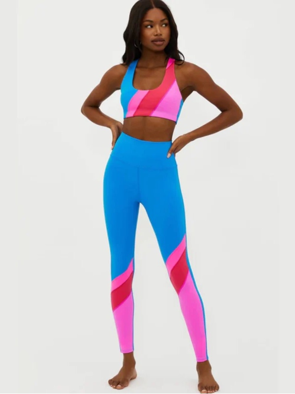 Beach Riot Colorblock Blue & Pink High-Waist Leggings